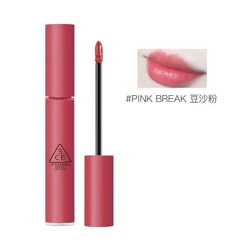 【海外直邮】3CE细管丝绒唇釉 哑光雾面口红4g #PINK BREAK豆沙粉