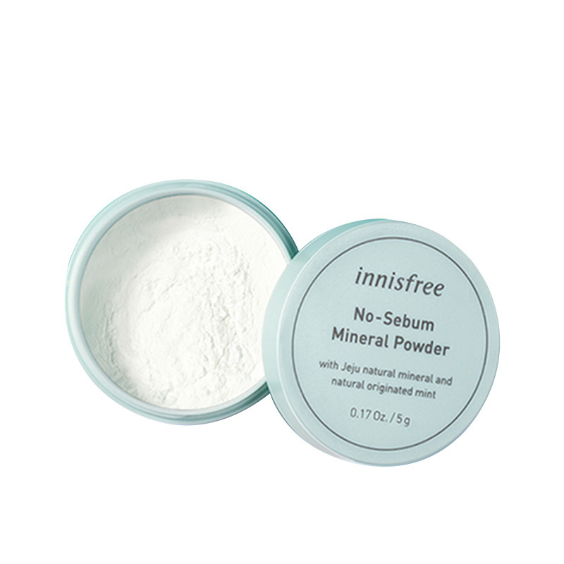 【满99包邮】innisfree 悦诗风吟 矿物质遮瑕定妆薄荷散粉 5克白色双重控油/绿色修饰泛黄